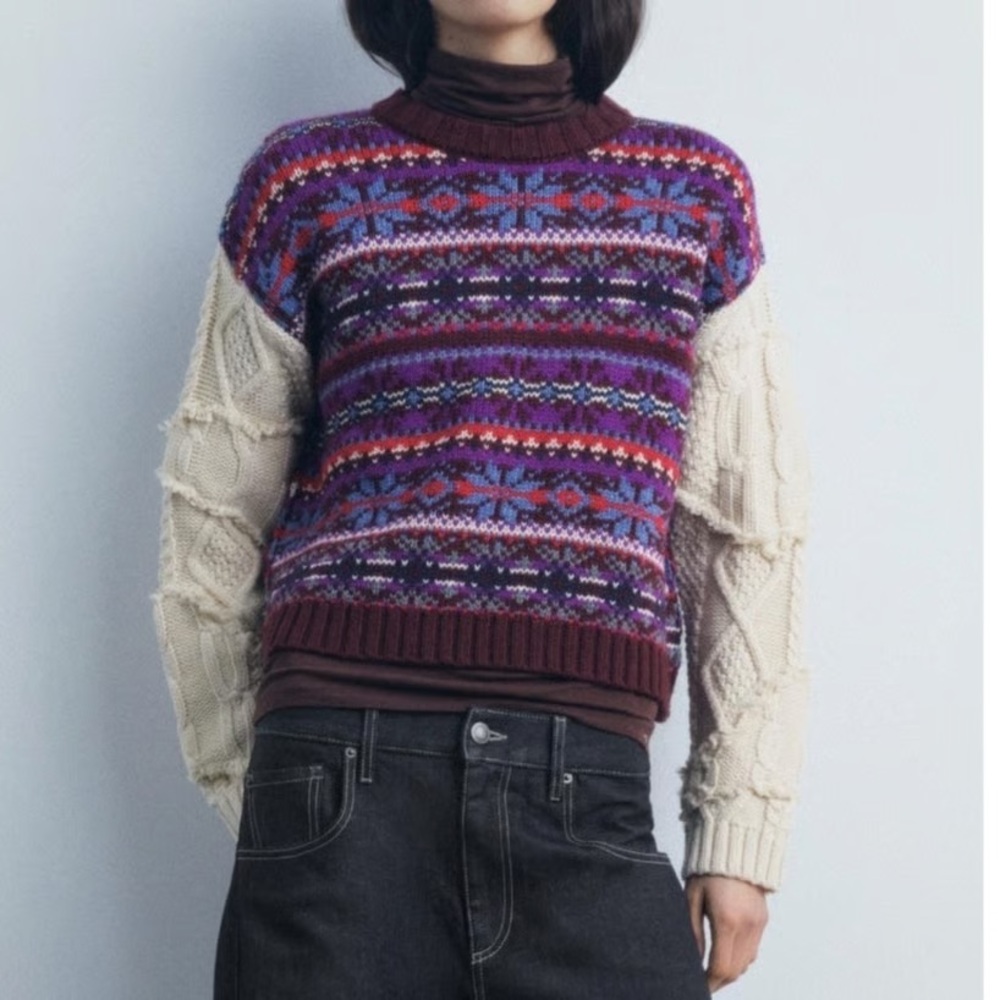 Zara wool blend knit multicolored sweater top sz.S